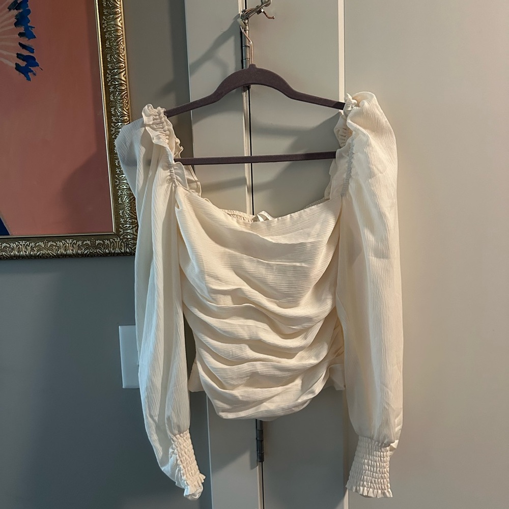 Astr Cream Ruched Blouse